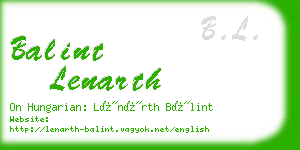 balint lenarth business card